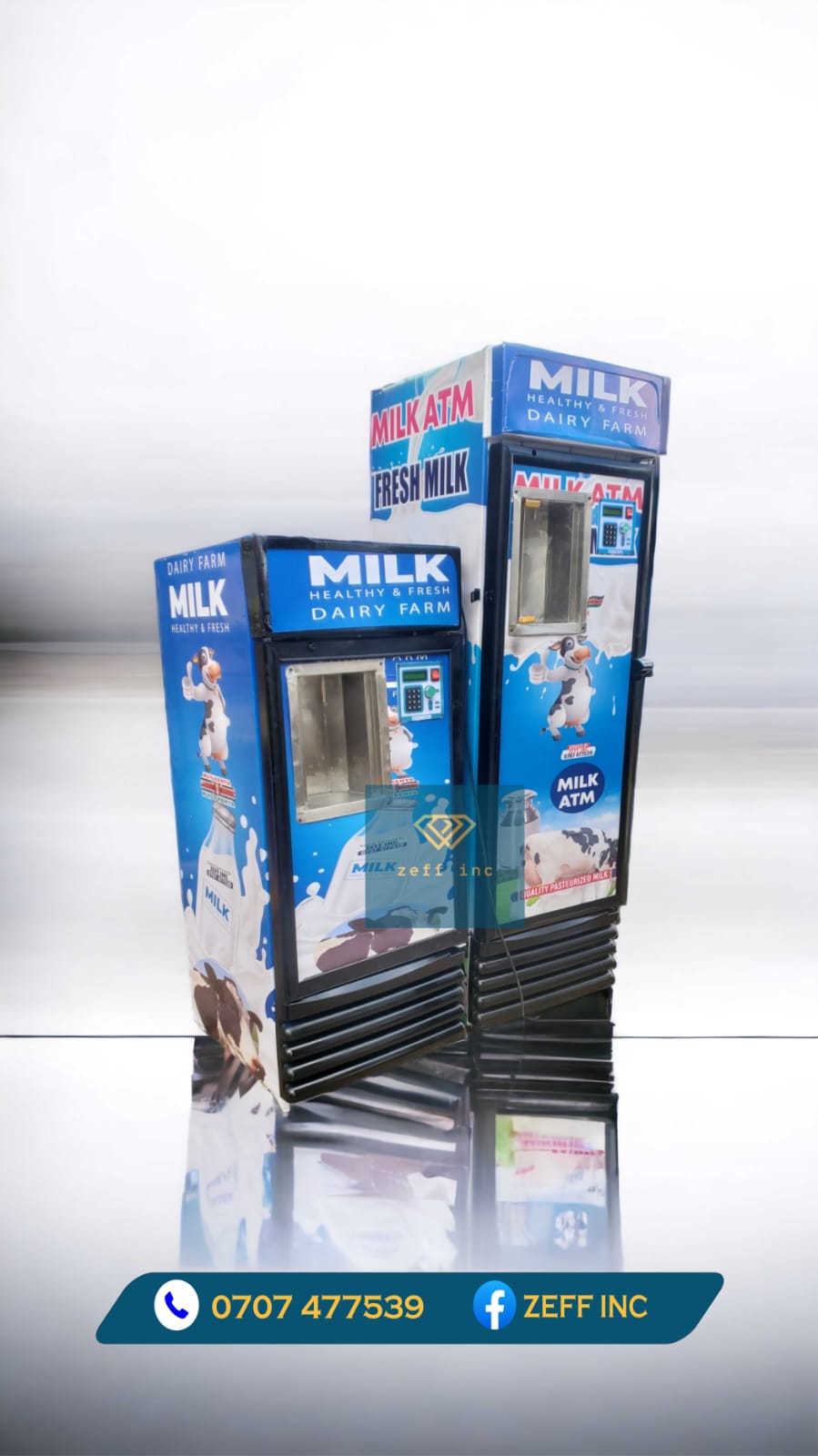 Multiple clear milk ATMs in a row